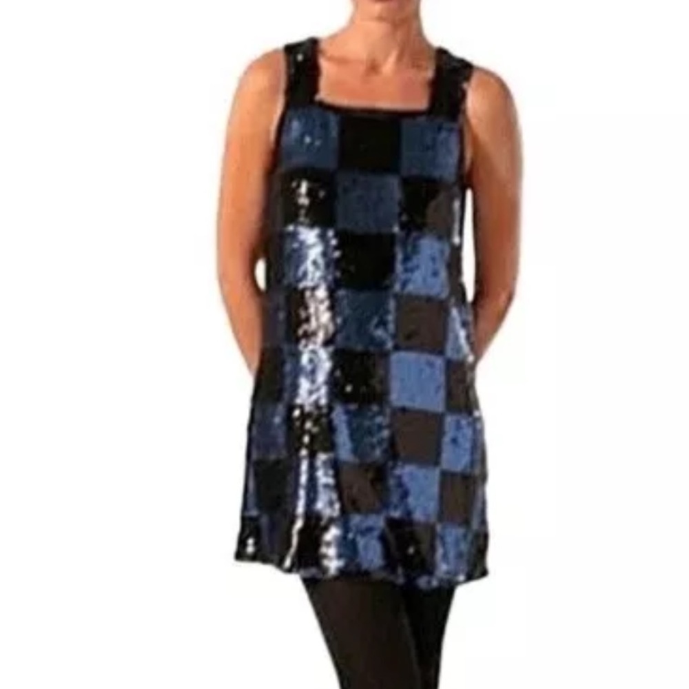 Alice + Olivia Checkered Sequined Mini Dress Size Medium